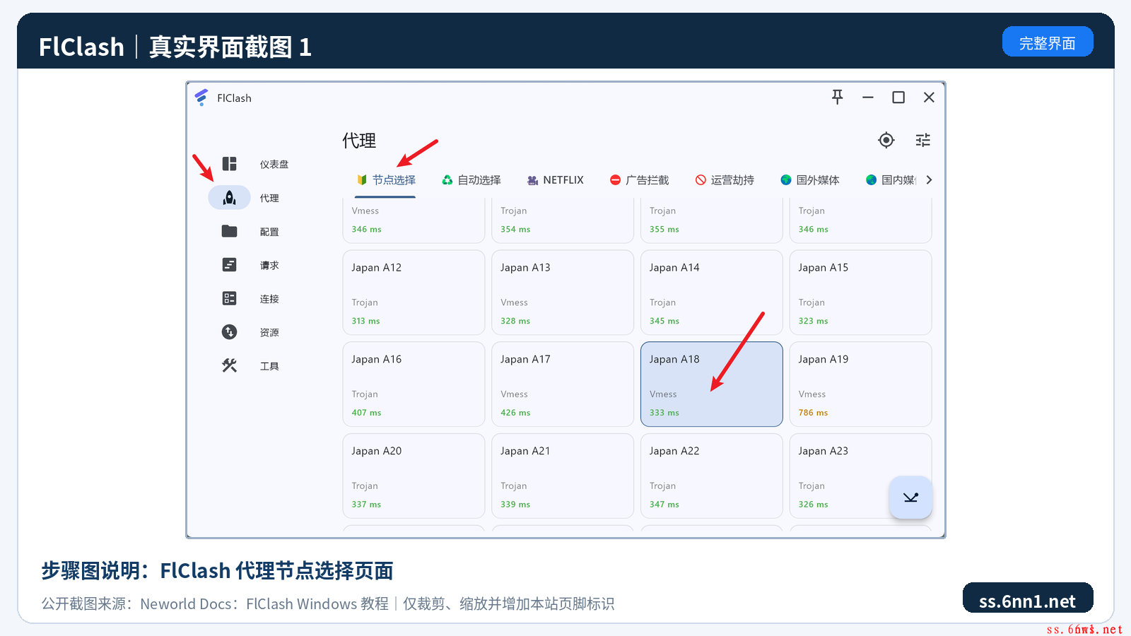 图 9-1：FlClash—FlClash 代理节点选择页面（真实界面截图）